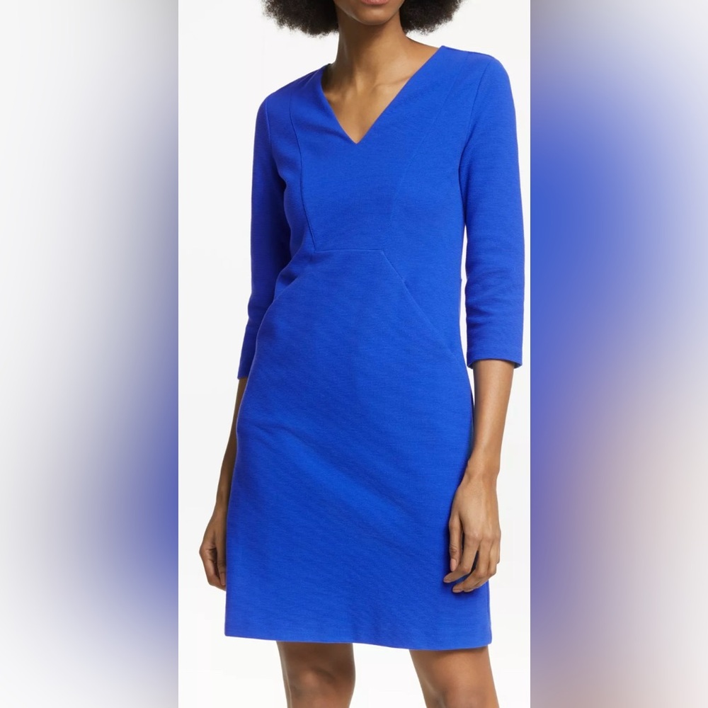 Boden Bronte Ottoman Shift Dress Blue Long Sleeve Knee Length Sz US 6L UK 10L